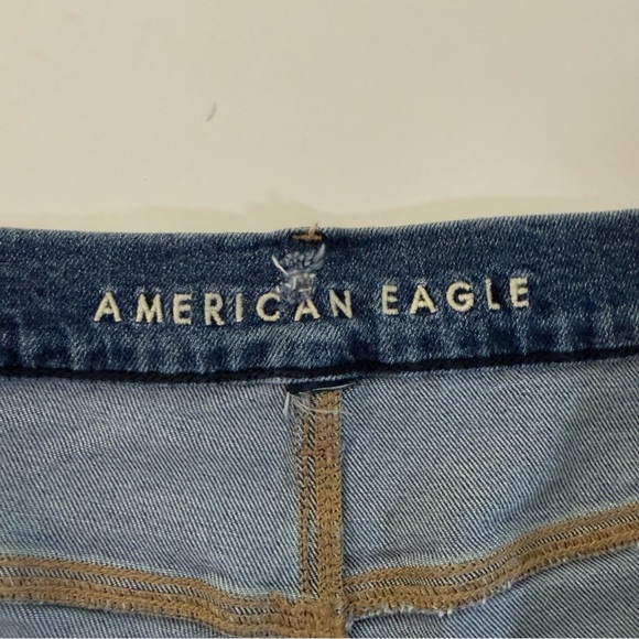 American Eagle woman 20 curvy high rise baggy straight distressed jeans wide leg - Picture 5 of 11